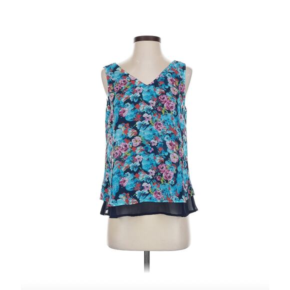 Romeo & Juliet Sleeveless V-Neck Flowy Floral Blouse Size S Bloomcore Summer - Picture 1 of 13